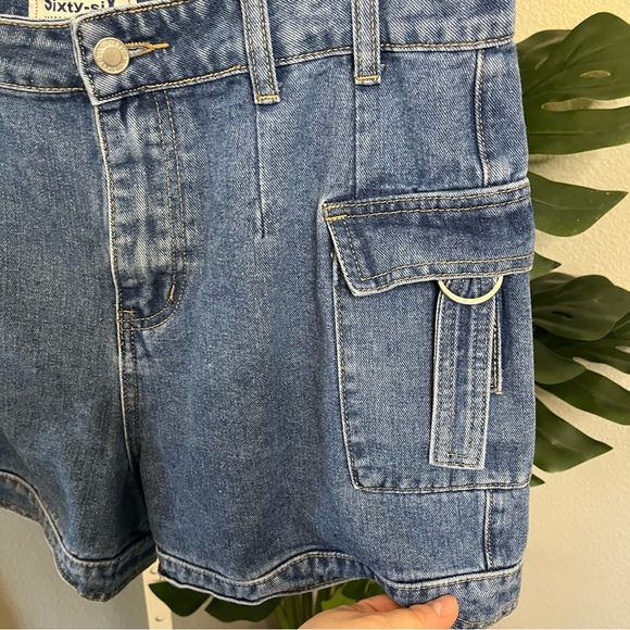 🖤 Los Angeles Sixty-Six Denim Cargo Shorts | Utility Pocket Detail | Sz 11 - Picture 4 of 8